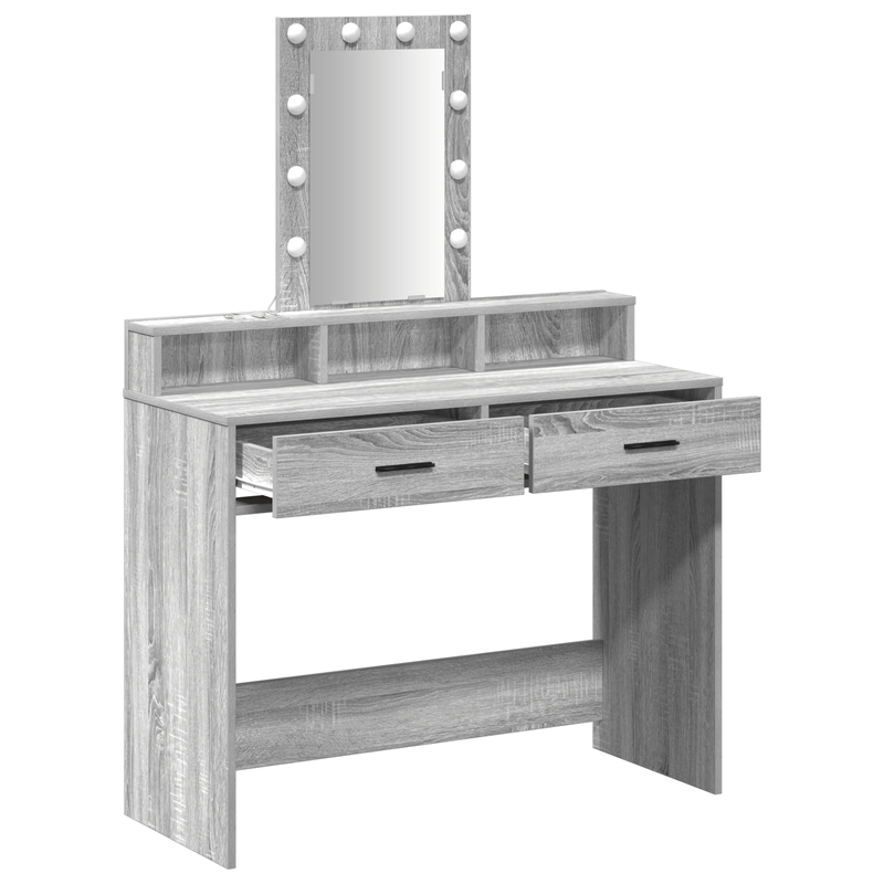 Casa si Gradina - Mobilier - Comode si corpuri - Masute de toaleta - Masa de toaleta  cu lumini LED Gri Sonoma 100x41x140 cm - Infinity.ro