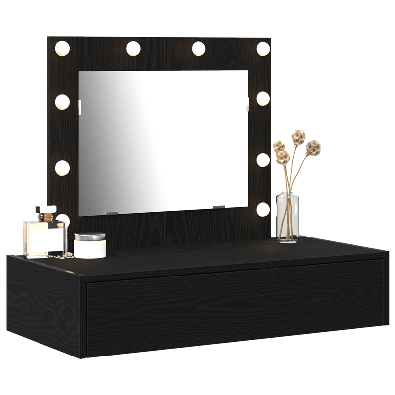 Casa si Gradina - Mobilier - Comode si corpuri - Masute de toaleta - Masa de toaleta suspendata cu LED, stejar negru - Infinity.ro