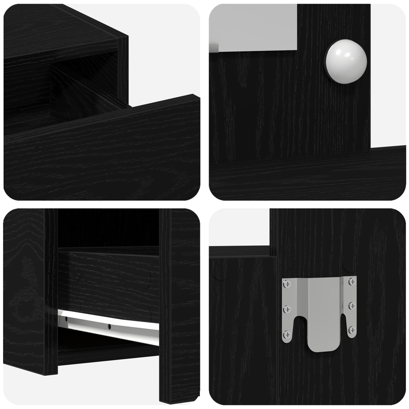 Casa si Gradina - Mobilier - Comode si corpuri - Masute de toaleta - Masa de toaleta suspendata cu LED, stejar negru - Infinity.ro