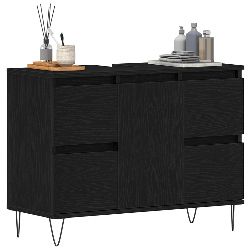 Casa si Gradina - Mobilier - Seturi de mobilier - Seturi baie - Dulap chiuveta de baie, stejar negru 58x33x60 cm lemn prelucrat - Infinity.ro