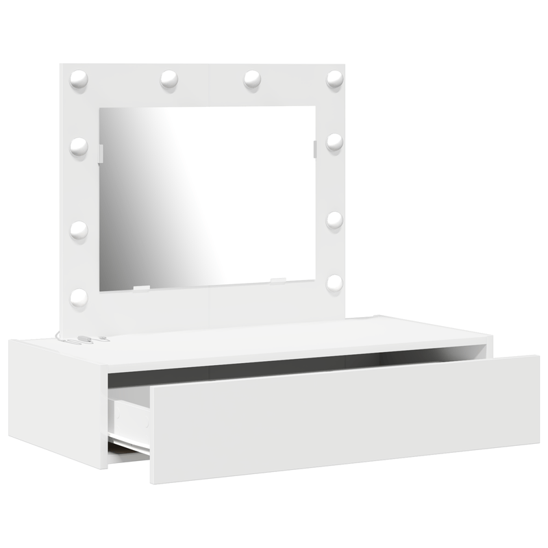 Casa si Gradina - Mobilier - Comode si corpuri - Masute de toaleta - Masa de toaleta suspendata cu LED, alb - Infinity.ro