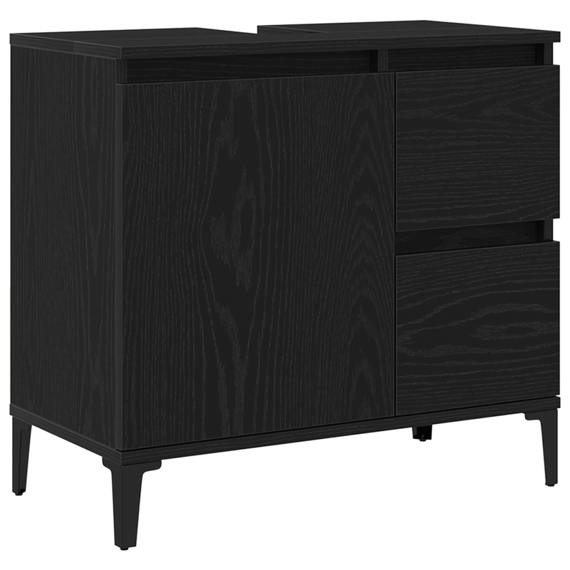 Casa si Gradina - Mobilier - Mobilier baie - Comode baie - Dulap pentru chiuveta  Negru Stejar 65x33x60 cm din lemn prelucrat - Infinity.ro
