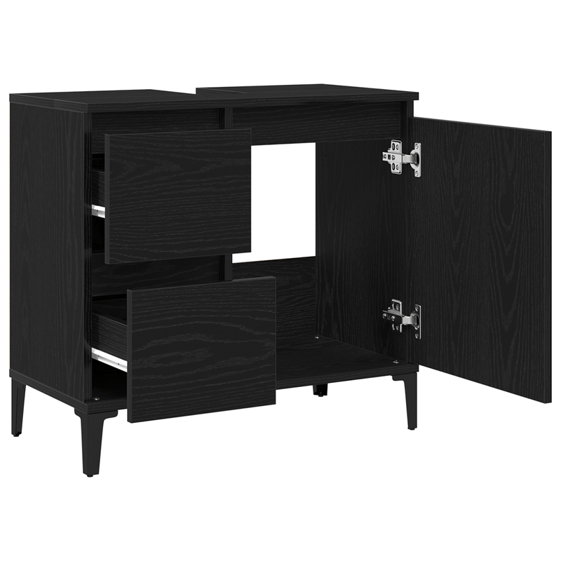 Casa si Gradina - Mobilier - Mobilier baie - Comode baie - Dulap pentru chiuveta  Negru Stejar 65x33x60 cm din lemn prelucrat - Infinity.ro
