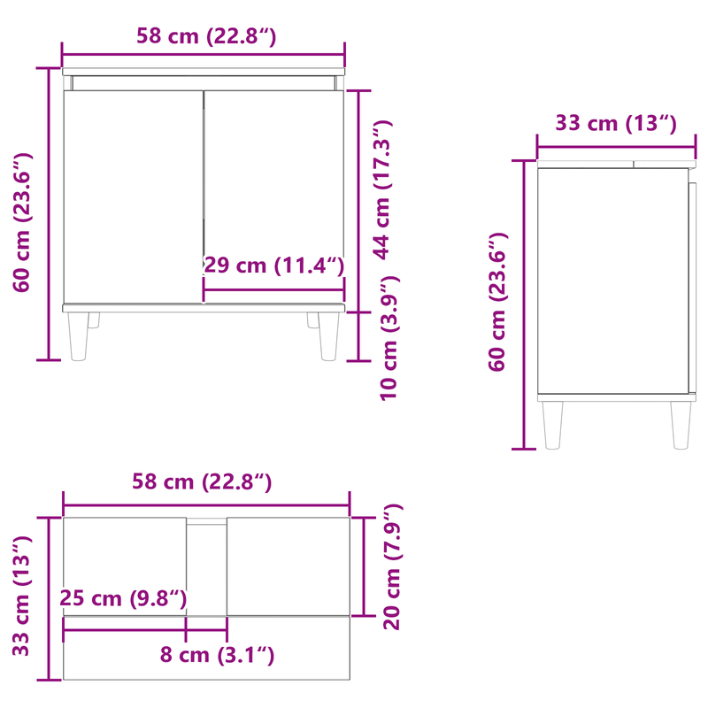 Casa si Gradina - Mobilier - Mobilier baie - Comode baie - Dulap de chiuveta, stejar negru, 58x33x60 cm, lemn prelucrat - Infinity.ro
