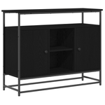 Casa si Gradina - Mobilier - Comode si corpuri - Comode - Dulap, stejar negru, 100x35x80 cm, lemn prelucrat si otel - Infinity.ro