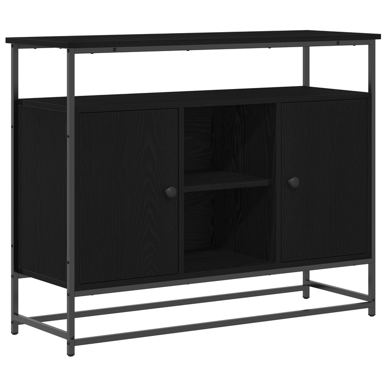 Casa si Gradina - Mobilier - Comode si corpuri - Comode - Dulap, stejar negru, 100x35x80 cm, lemn prelucrat si otel - Infinity.ro