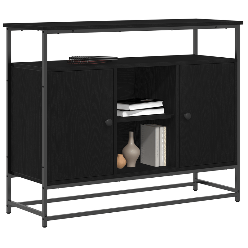 Casa si Gradina - Mobilier - Comode si corpuri - Comode - Dulap, stejar negru, 100x35x80 cm, lemn prelucrat si otel - Infinity.ro