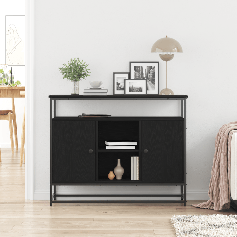 Casa si Gradina - Mobilier - Comode si corpuri - Comode - Dulap, stejar negru, 100x35x80 cm, lemn prelucrat si otel - Infinity.ro
