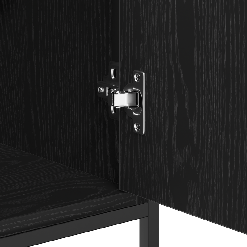 Casa si Gradina - Mobilier - Comode si corpuri - Comode - Dulap, stejar negru, 100x35x80 cm, lemn prelucrat si otel - Infinity.ro