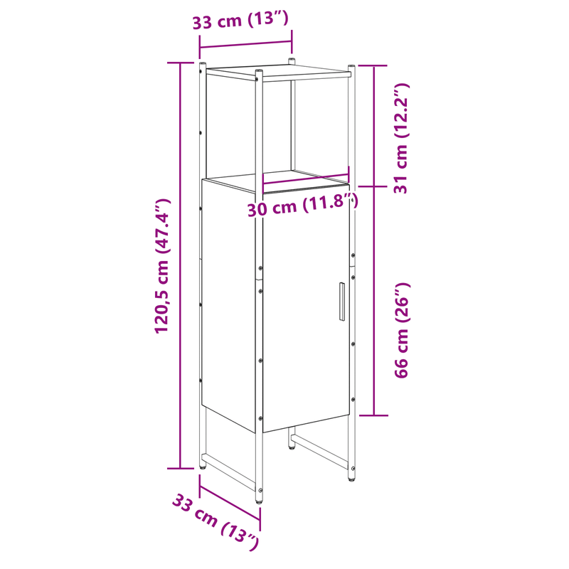 Casa si Gradina - Mobilier - Mobilier baie - Comode baie - Dulap Inalt pentru Camara Stejar Deschis Lemn prelucrat - Infinity.ro