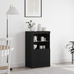 Casa si Gradina - Mobilier - Dulapuri si sifoniere - Dulapuri - Bufet cu lumini LED Stejar Negru 60,5x37x100 cm - Infinity.ro