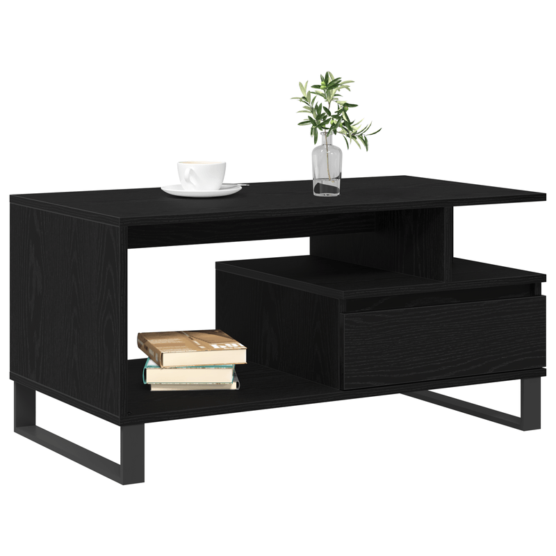 Casa si Gradina - Mobilier - Mese si birouri - Masute de cafea - Masa de cafea  Negru Stejar 90x49x45 cm Lemn prelucrat - Infinity.ro