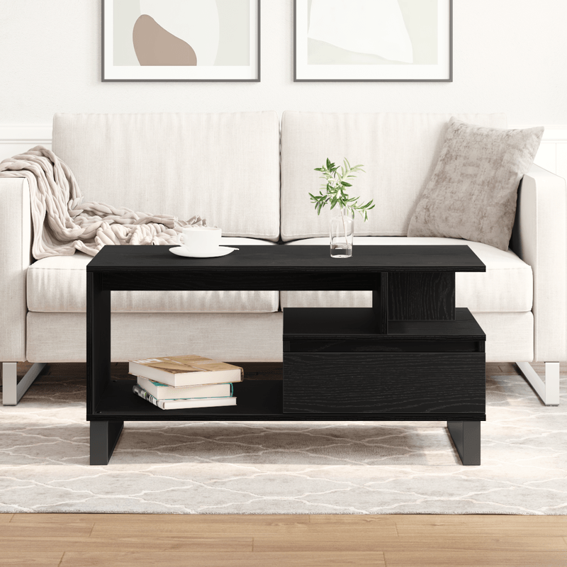 Casa si Gradina - Mobilier - Mese si birouri - Masute de cafea - Masa de cafea  Negru Stejar 90x49x45 cm Lemn prelucrat - Infinity.ro