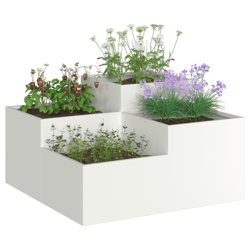 Casa si Gradina - Gradinarit si plante - Plante si ghivece - Ghivece si suporturi - Jardiniera de gradina, 80x80x48 cm, alb, otel - Infinity.ro