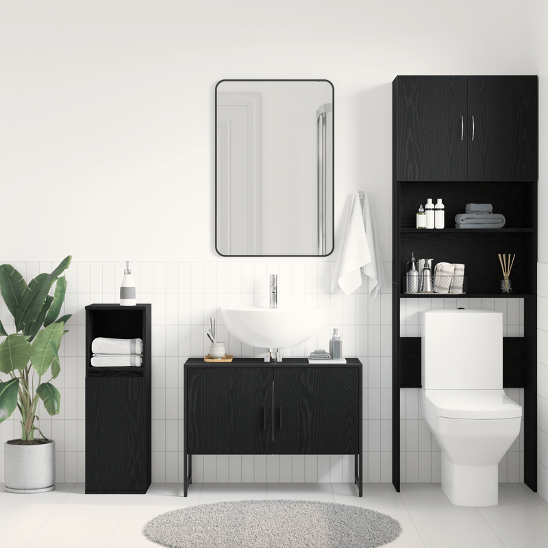 Casa si Gradina - Mobilier - Mobilier baie - Comode baie - Comoda chiuveta de baie, stejar negru 80x33x60 cm lemn prelucrat - Infinity.ro