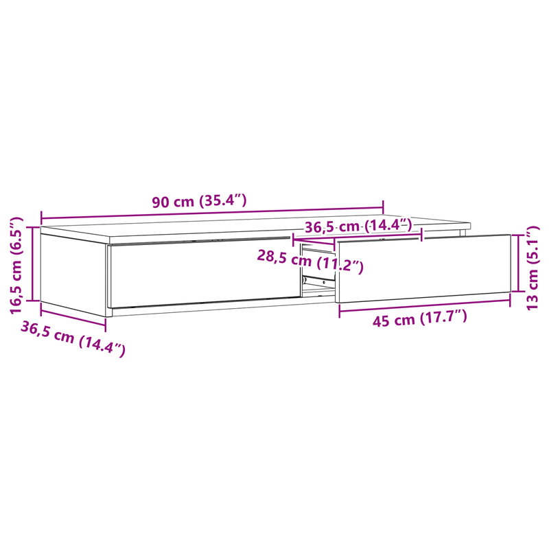 Casa si Gradina - Mobilier - Paturi si accesorii - Accesorii paturi - Sertar pentru pat Gri Sonoma 90x36,5x16,5 cm Lemn - Infinity.ro