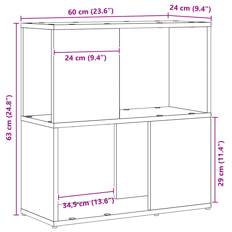 Casa si Gradina - Mobilier - Comode si corpuri - Comode - Raft de carti  Negru Stejar 60x24x63 cm din Lemn prelucrat - Infinity.ro
