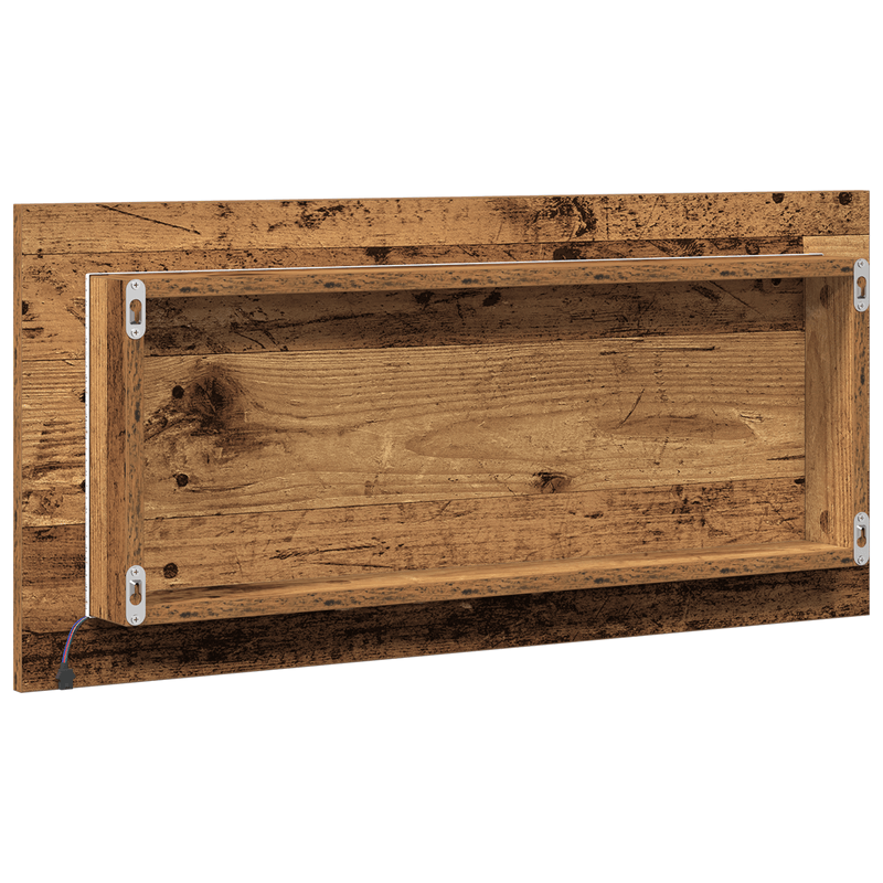 Casa si Gradina - Mobilier - Mobilier baie - Corpuri baie - Dulap de baie cu oglinda si LED, lemn vechi, 80x37 cm - Infinity.ro