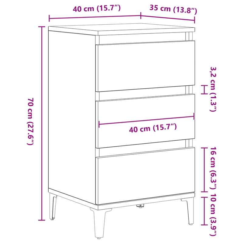 Casa si Gradina - Mobilier - Comode si corpuri - Noptiere - Noptiera, stejar artizanal, 40x35x70 cm, lemn prelucrat - Infinity.ro