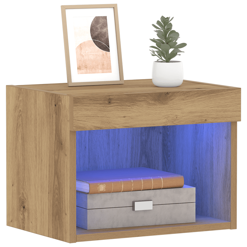 Casa si Gradina - Mobilier - Comode si corpuri - Comode - Dulapuri de perete LED-uri, 2 buc. stejar artizanal 40x30x30 cm - Infinity.ro