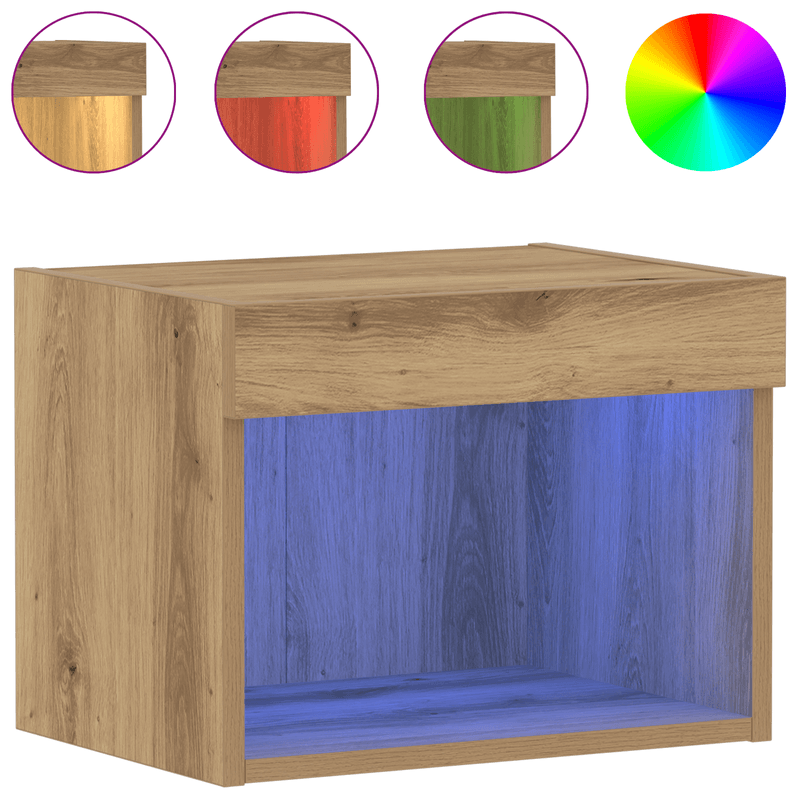 Casa si Gradina - Mobilier - Comode si corpuri - Comode - Dulapuri de perete LED-uri, 2 buc. stejar artizanal 40x30x30 cm - Infinity.ro