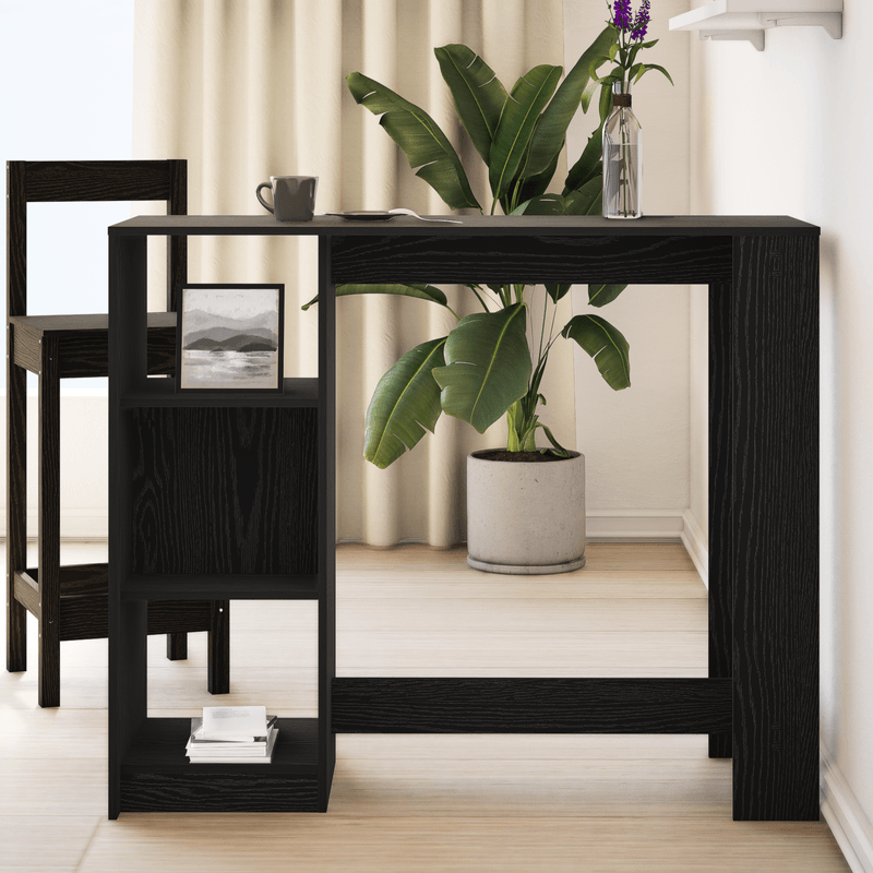 Casa si Gradina - Mobilier - Mese si birouri - Mese bucatarie si dining - Masa bar cu raft stejar negru 102,5x46x103,5 cm lemn prelucrat - Infinity.ro