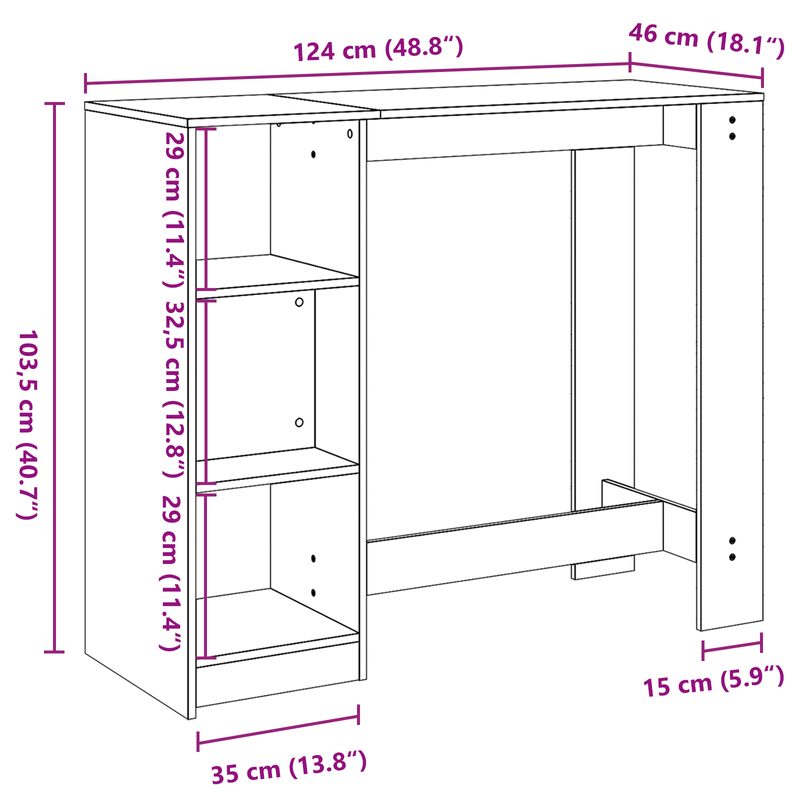 Casa si Gradina - Mobilier - Mese si birouri - Mese bucatarie si dining - Masa bar cu raft stejar negru 102,5x46x103,5 cm lemn prelucrat - Infinity.ro