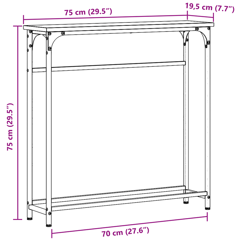 Casa si Gradina - Mobilier - Comode si corpuri - Console - Masa consola, lemn vechi, 75x19,5x75 cm, lemn prelucrat si otel - Infinity.ro