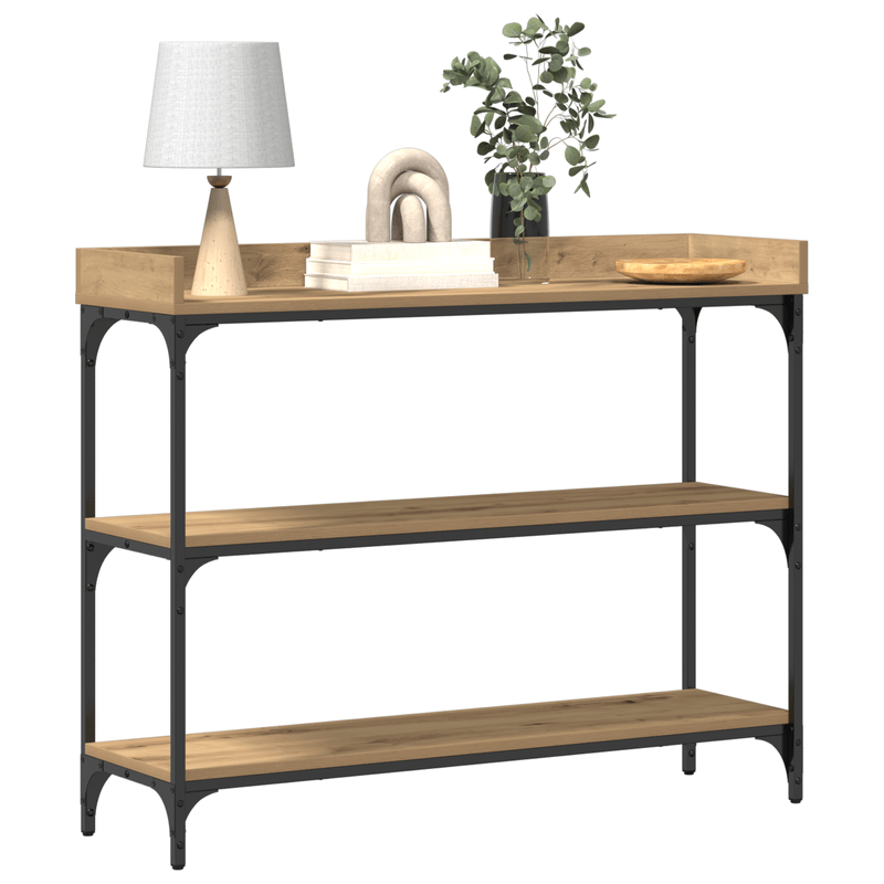 Casa si Gradina - Mobilier - Comode si corpuri - Console - Masa consola, stejar artizanal, 100x30x80 cm, lemn si otel - Infinity.ro