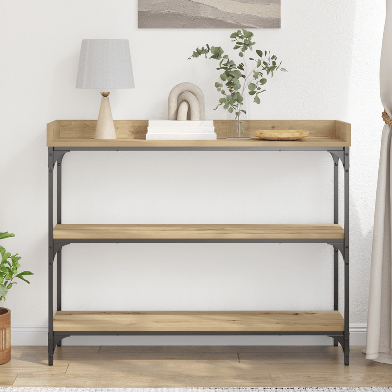 Casa si Gradina - Mobilier - Comode si corpuri - Console - Masa consola, stejar artizanal, 100x30x80 cm, lemn si otel - Infinity.ro