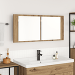 Casa si Gradina - Mobilier - Mobilier baie - Comode baie - Dulap cu Oglinda LED Stejar Artizanal 100x12x45 cm Lemn Prelucrat - Infinity.ro
