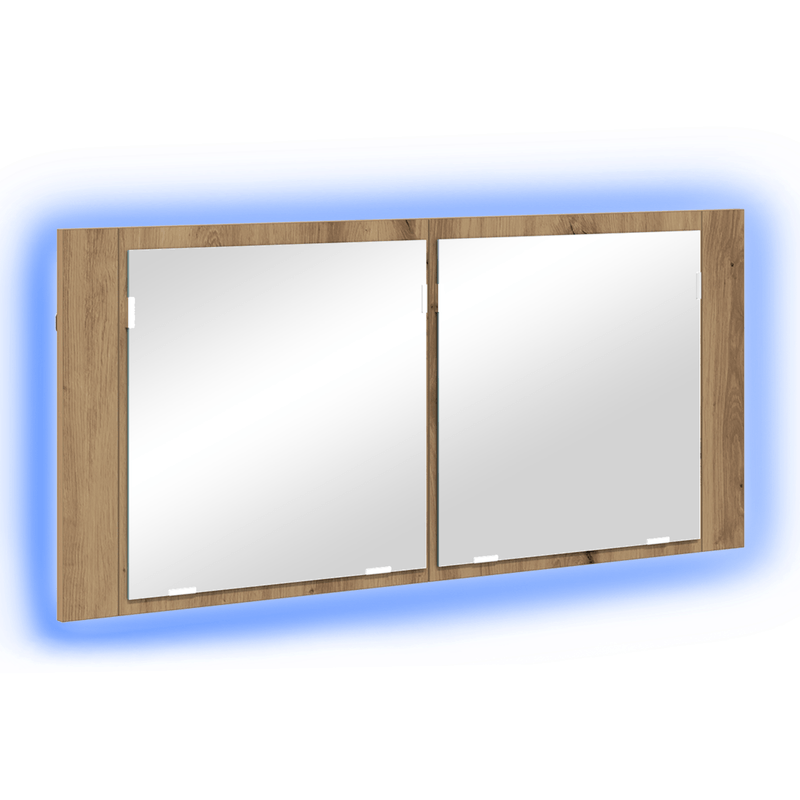Casa si Gradina - Mobilier - Mobilier baie - Comode baie - Dulap cu Oglinda LED Stejar Artizanal 100x12x45 cm Lemn Prelucrat - Infinity.ro