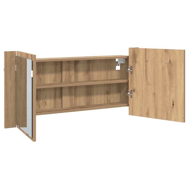 Casa si Gradina - Mobilier - Mobilier baie - Comode baie - Dulap cu Oglinda LED Stejar Artizanal 100x12x45 cm Lemn Prelucrat - Infinity.ro