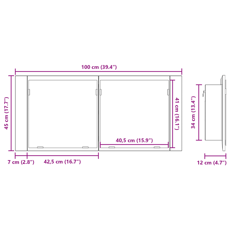 Casa si Gradina - Mobilier - Mobilier baie - Comode baie - Dulap cu Oglinda LED Stejar Artizanal 100x12x45 cm Lemn Prelucrat - Infinity.ro