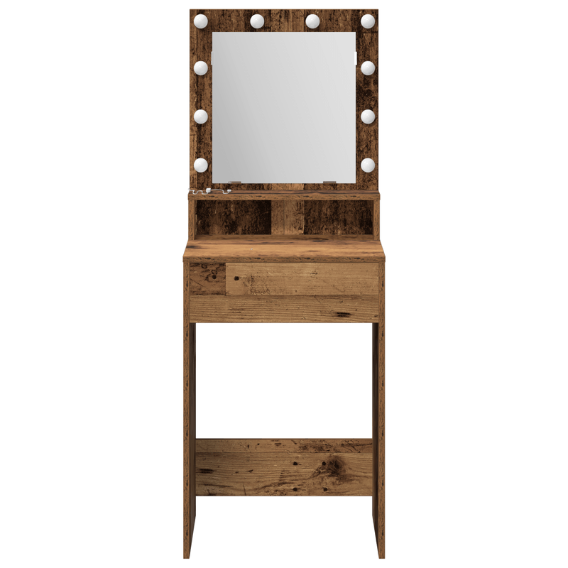Casa si Gradina - Mobilier - Comode si corpuri - Masute de toaleta - Masa de toaleta cu lumini LED, lemn vechi, 50x41x135 cm - Infinity.ro
