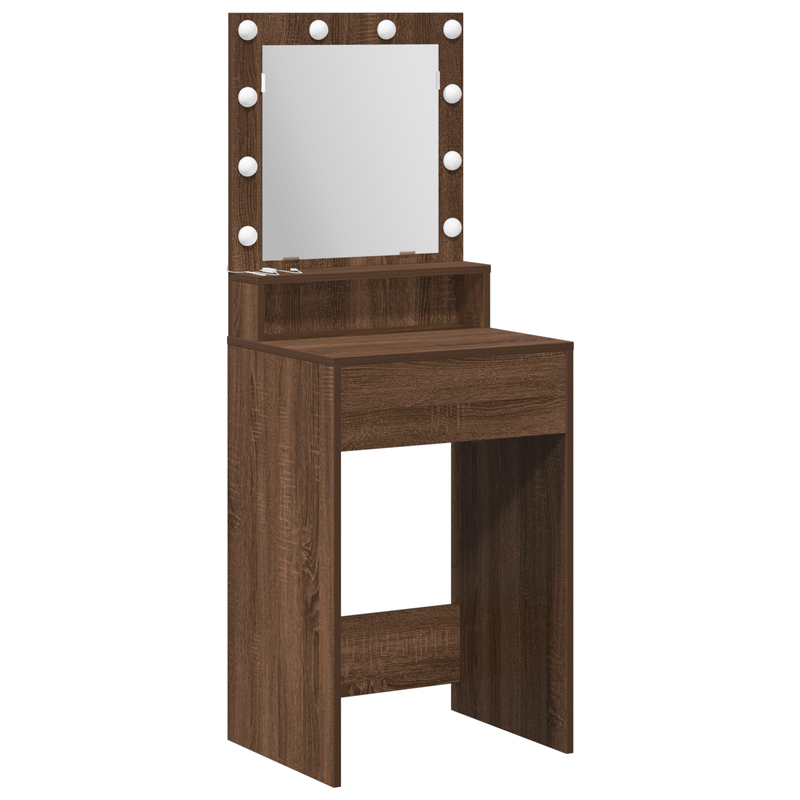 Casa si Gradina - Mobilier - Comode si corpuri - Masute de toaleta - Masa de cosmetica cu lumini LED, stejar maro, 50x41x135 cm - Infinity.ro