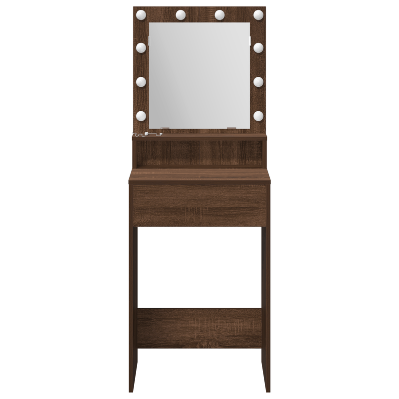 Casa si Gradina - Mobilier - Comode si corpuri - Masute de toaleta - Masa de cosmetica cu lumini LED, stejar maro, 50x41x135 cm - Infinity.ro