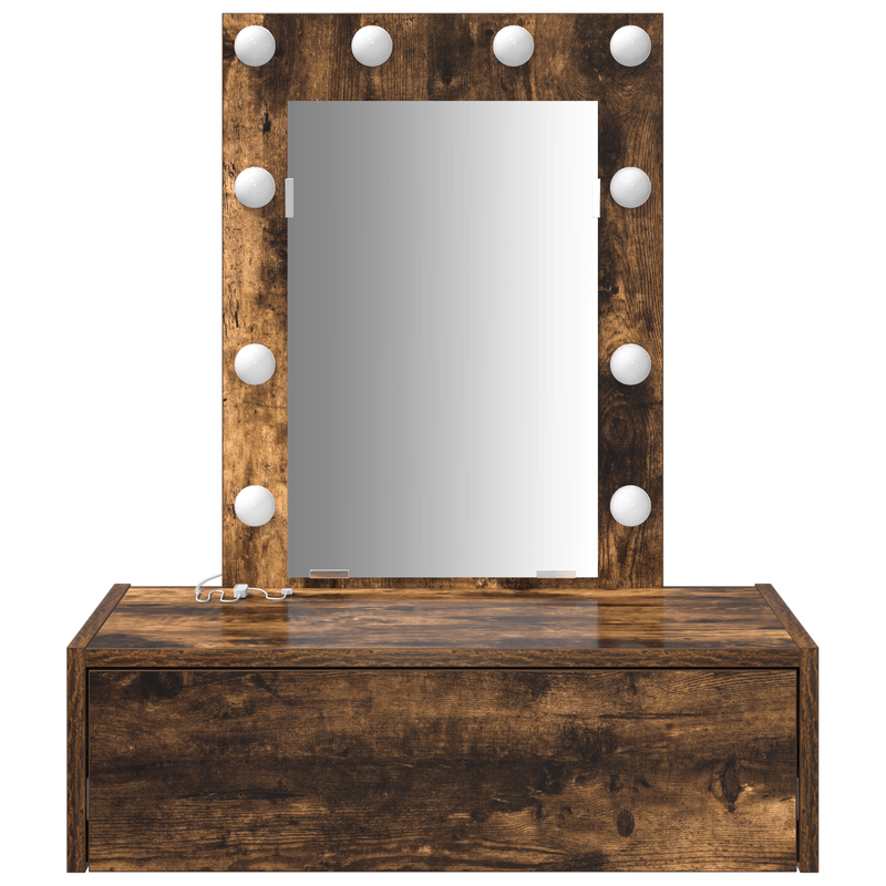 Casa si Gradina - Mobilier - Comode si corpuri - Masute de toaleta - Masa de toaleta suspendata cu LED, stejar fumuriu - Infinity.ro