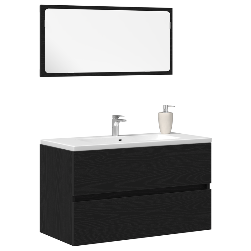 Casa si Gradina - Mobilier - Seturi de mobilier - Seturi baie - Set mobilier de baie, 2 Piese, stejar negru, lemn prelucrat - Infinity.ro