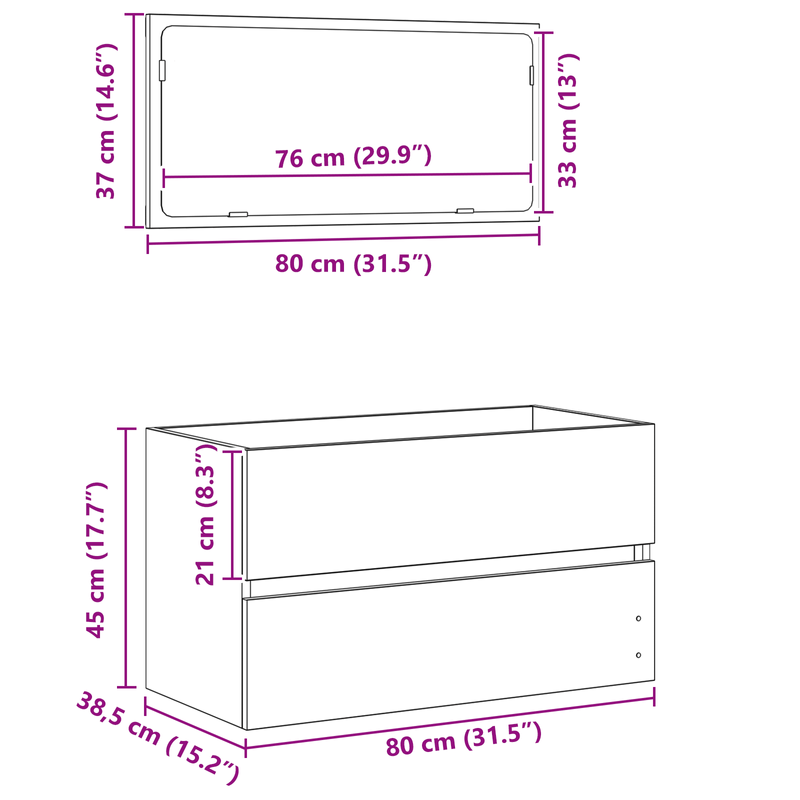 Casa si Gradina - Mobilier - Seturi de mobilier - Seturi baie - Set mobilier de baie, 2 Piese, stejar negru, lemn prelucrat - Infinity.ro