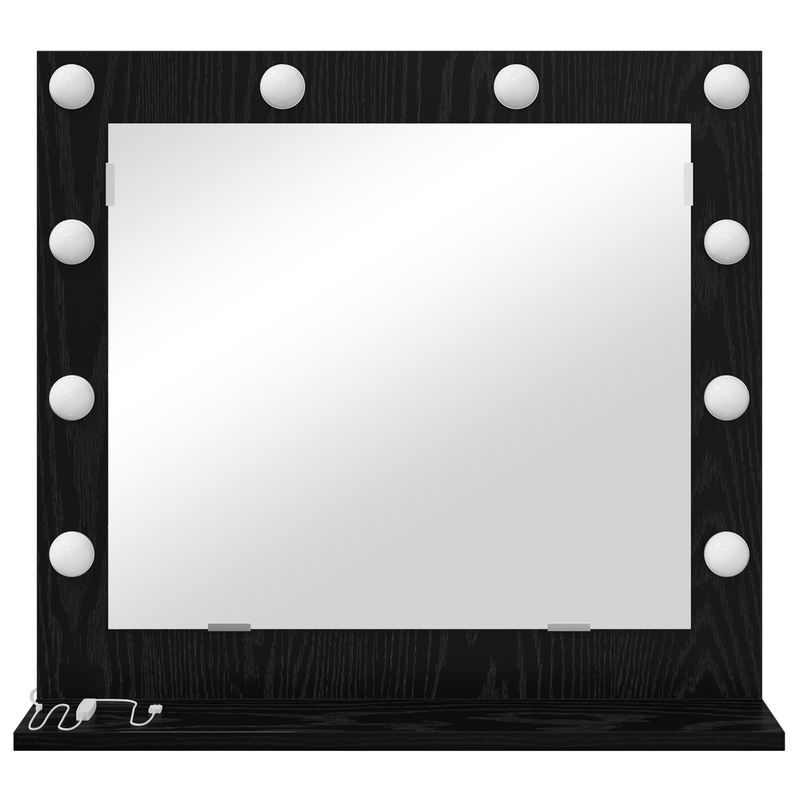 Casa si Gradina - Decoratiuni - Oglinzi - Oglinda de toaleta cu lumini LED Stejar Negru 60x55x18 cm - Infinity.ro
