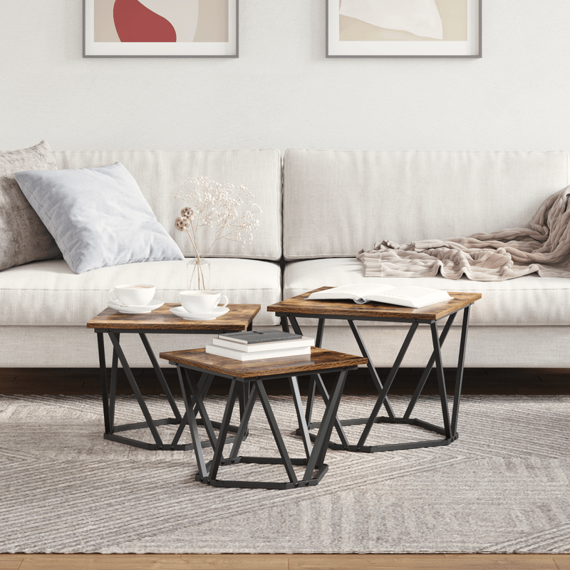 Casa si Gradina - Mobilier - Mese si birouri - Masute de cafea - Mese Laterale 3 pcs Stejar Fumat Din Lemn Compus - Infinity.ro