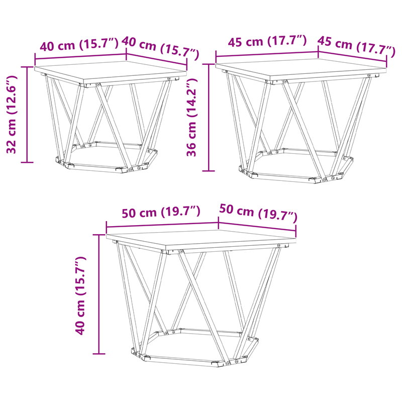 Casa si Gradina - Mobilier - Mese si birouri - Masute de cafea - Mese Laterale 3 pcs Stejar Fumat Din Lemn Compus - Infinity.ro