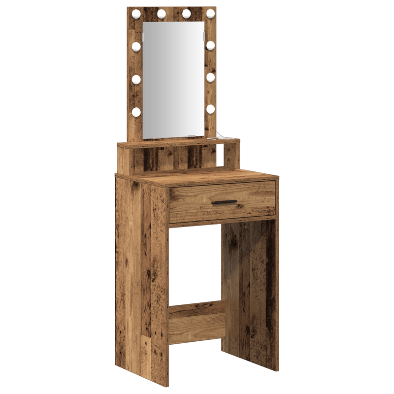 Casa si Gradina - Mobilier - Comode si corpuri - Masute de toaleta - Masa de toaleta  cu lumini LED Lemn vechi 50x41x140 cm - Infinity.ro
