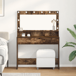 Casa si Gradina - Mobilier - Comode si corpuri - Masute de toaleta - Masa de cosmetica cu lumini LED, stejar fumuriu, 100x41x135 cm - Infinity.ro