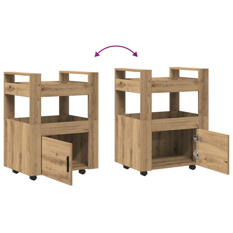 Casa si Gradina - Bucatarie si vesela - Ustensile bucatarie - Cosuri servire - Carucior bucatarie, stejar artizanal 60x45x80 cm lemn prelucrat - Infinity.ro