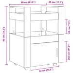 Casa si Gradina - Bucatarie si vesela - Ustensile bucatarie - Cosuri servire - Carucior bucatarie, stejar artizanal 60x45x80 cm lemn prelucrat - Infinity.ro