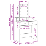 Casa si Gradina - Mobilier - Comode si corpuri - Masute de toaleta - Masa de cosmetica cu LED, gri beton, 79x41x140 cm - Infinity.ro