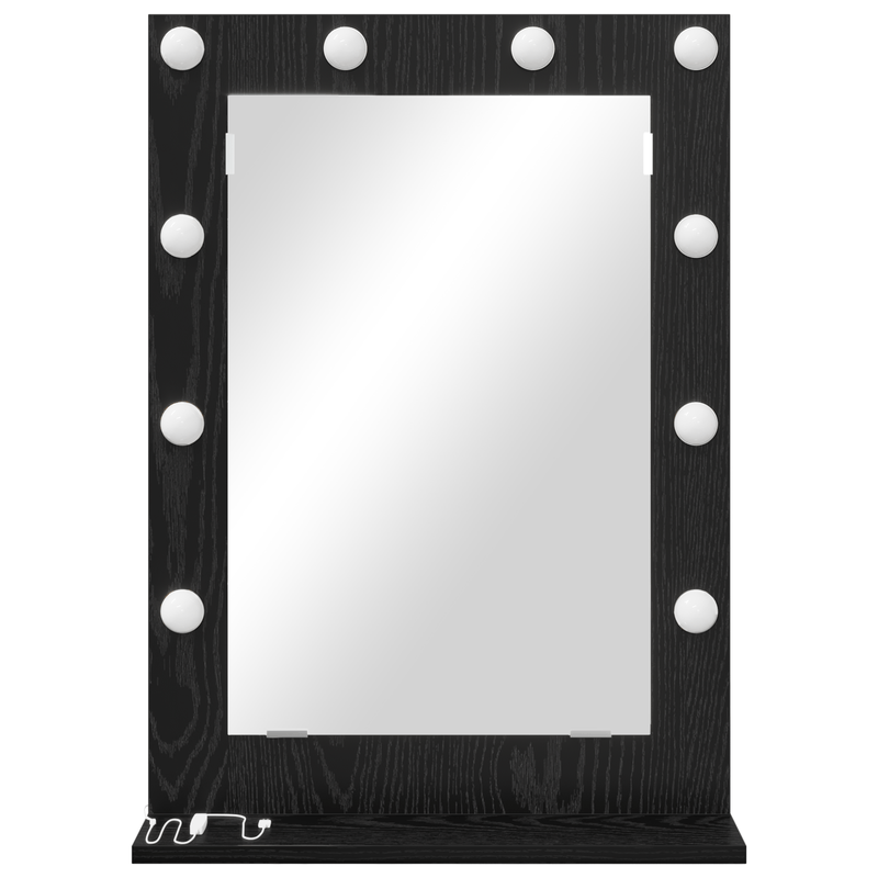 Casa si Gradina - Decoratiuni - Oglinzi - Oglinda cu LED-uri Negru Stejar 70x50x18 cm - Infinity.ro