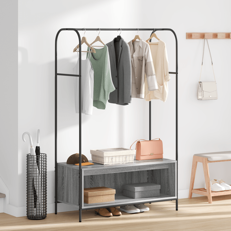 Casa si Gradina - Mobilier - Organizare si depozitare - Cuiere - Rack haine cu rafturi gri sonoma 100x44x160 cm - Infinity.ro